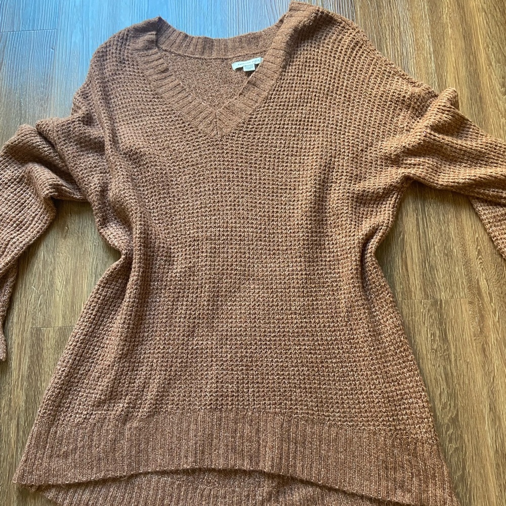 American Eagle Woman's V-Neck Oversized Sweater, Brown, XS. Excellent Condition